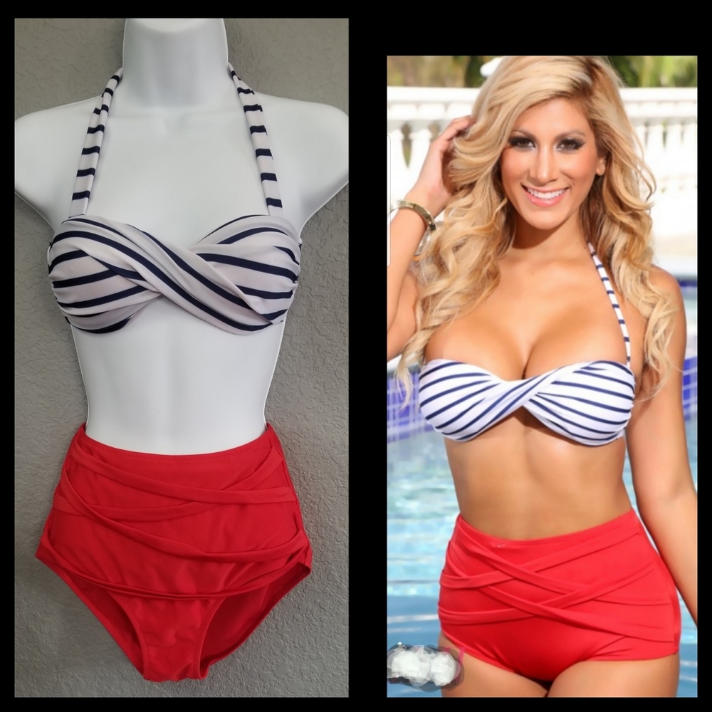VTG Inspired Pinup Girl 2 Pc Swimsuit